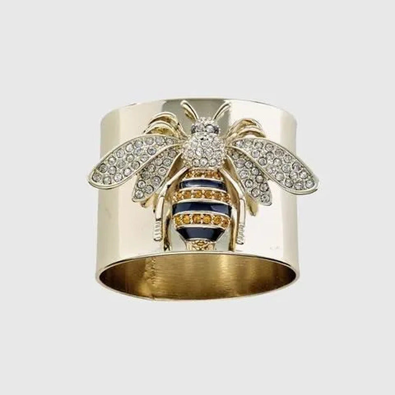 YOHAPP Unique Steam Punk Jewelry Gold Plated Diamond Bee Ring Bee Jewelry Wide B