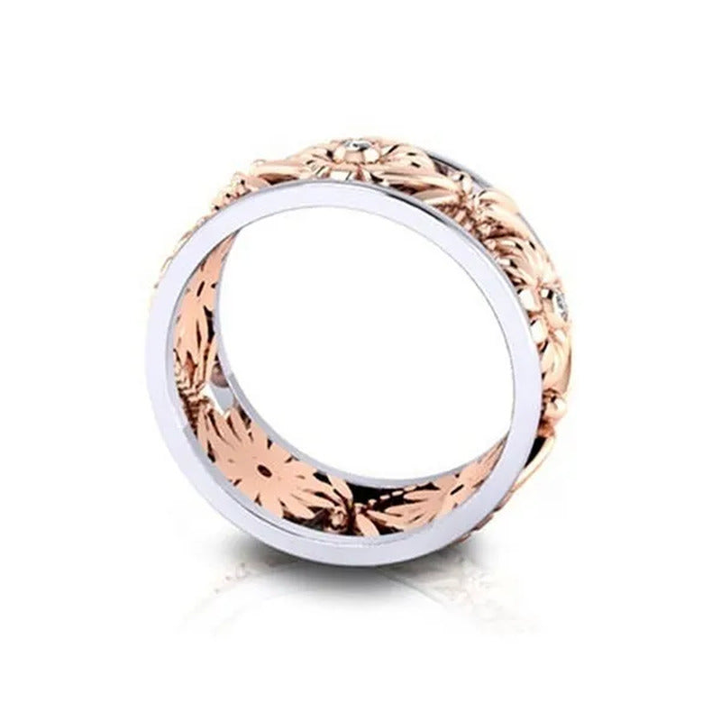 Women Jewellery Fine Sunflower Chrysanthemum DIAMOND RING Silver Wedding Ring (S