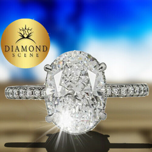 GIA OVAL SHAPE D COLOR SI1 CLARITY SET CENTER ROUND DIAMOND HALO ENGAGEMENT RING
