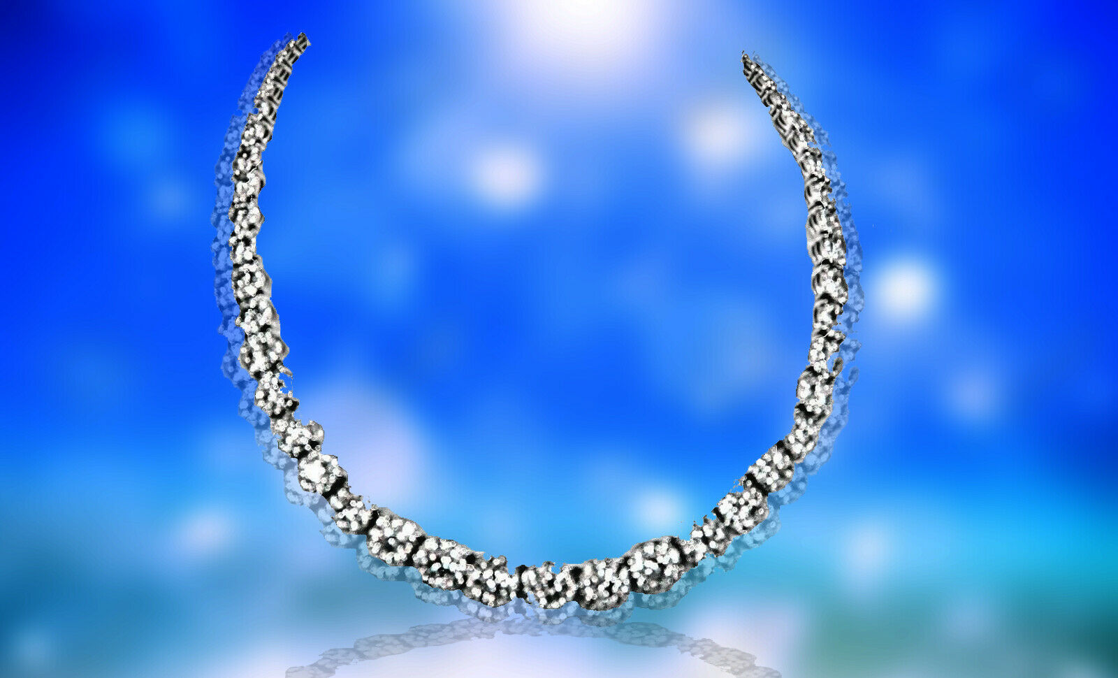 DIAMOND NECKLACE ROUND BRILLIANT BIG HALO GRADUATED AROUND SET CENTER 9.00 MM