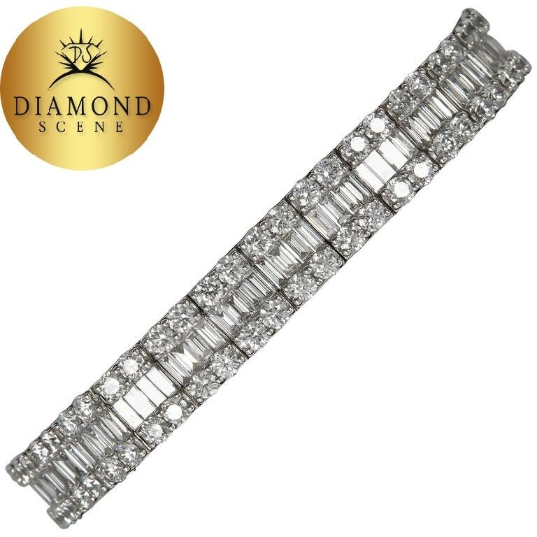 Stunning Baguette and Round Diamond Gold Bracelet