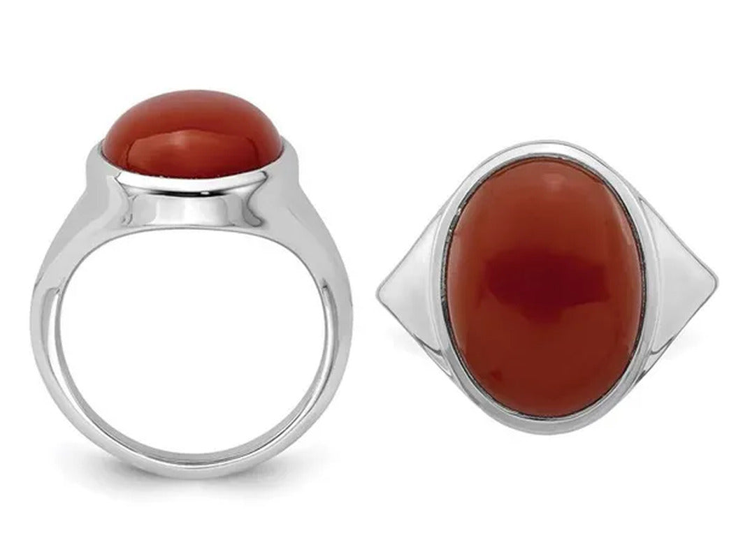 Sterling Silver Red Agate Ring