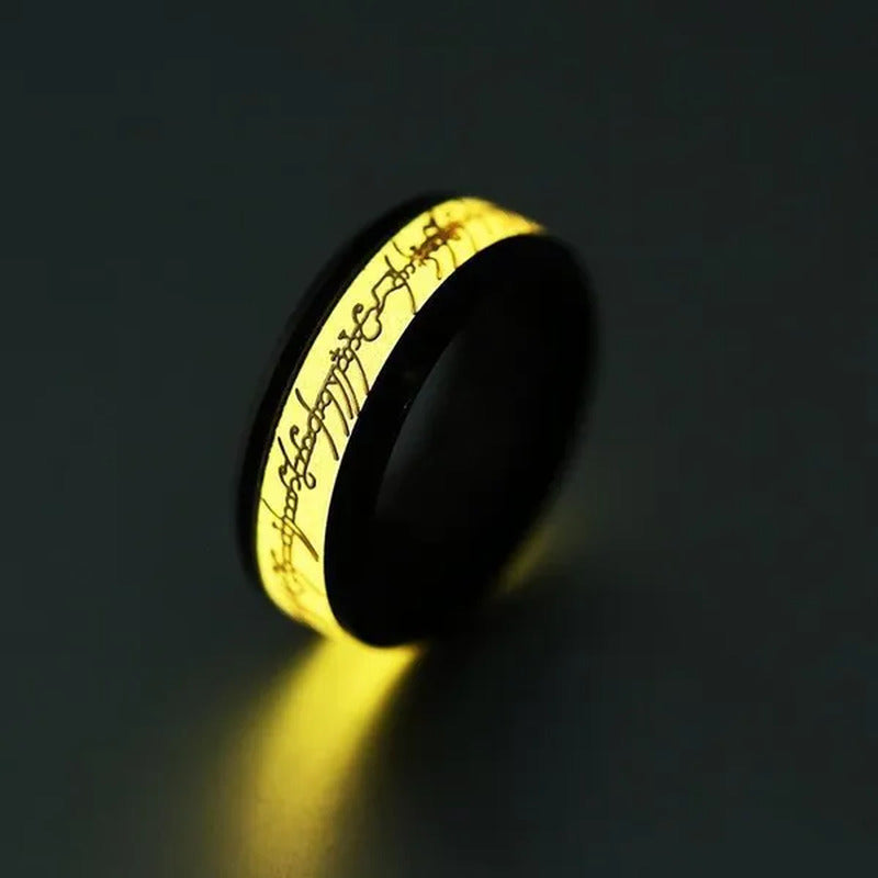 New Stainless Steel Glow in the Dark Lord of Ring for Men Blue Yellow Luminous W