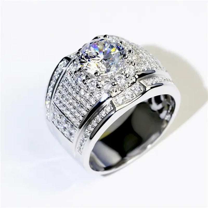 Fashion Luxury Jewelry Silver Plated Cubic Zirconia Men'S Rings Women'S Rings We