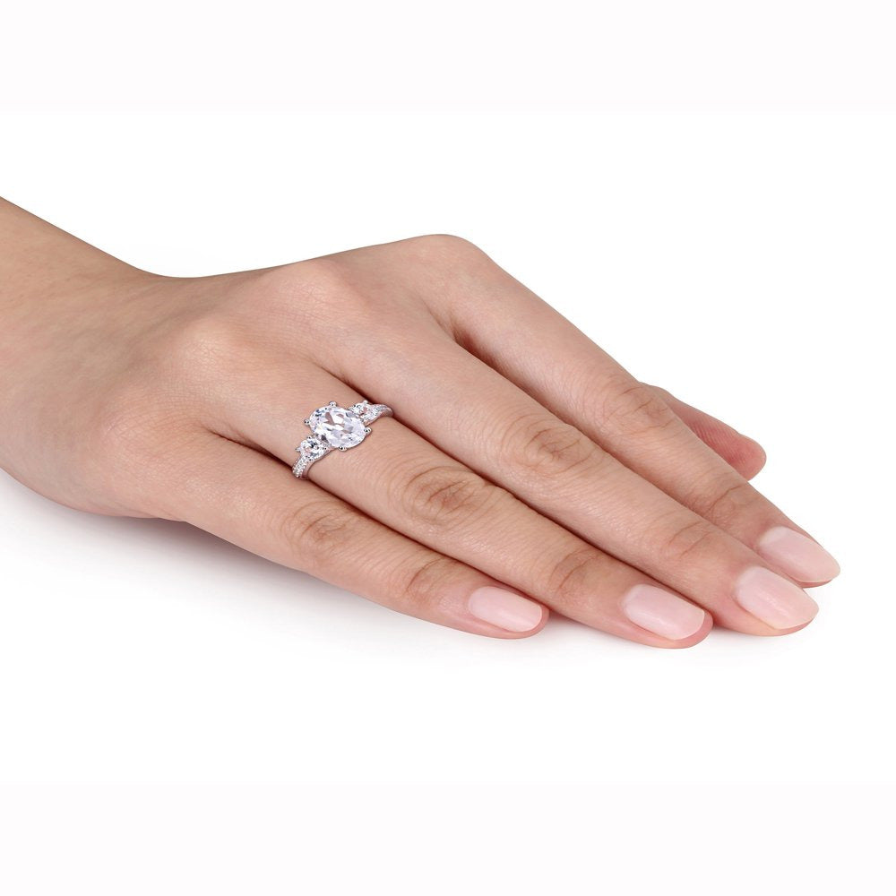 3-5/8 Carat T.G.W. Created White Sapphire and Diamond-Accent 10Kt White Gold Thr