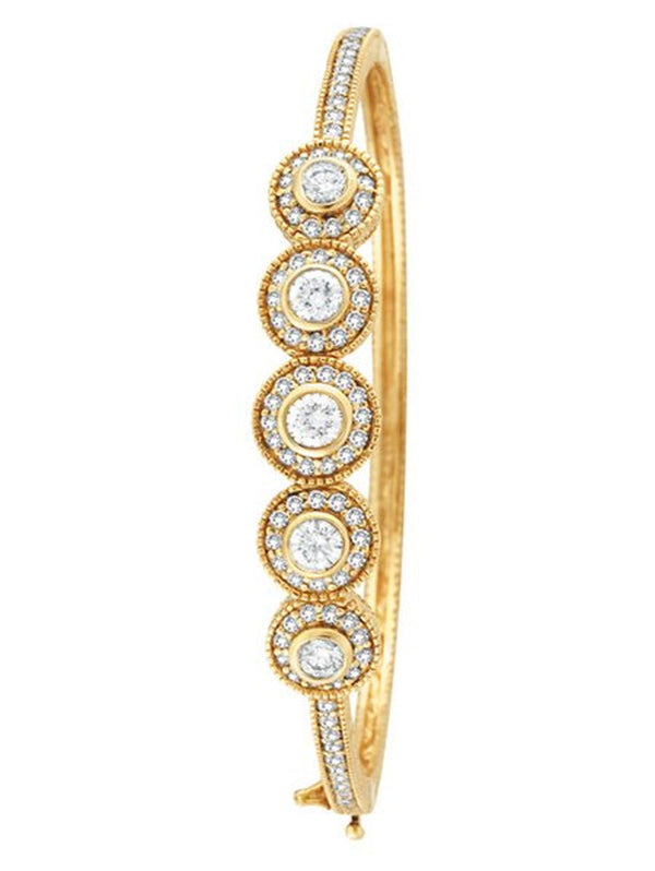 Vintage Style Diamond Bangle Bracelet 18K Yellow Gold (2.57Ct)