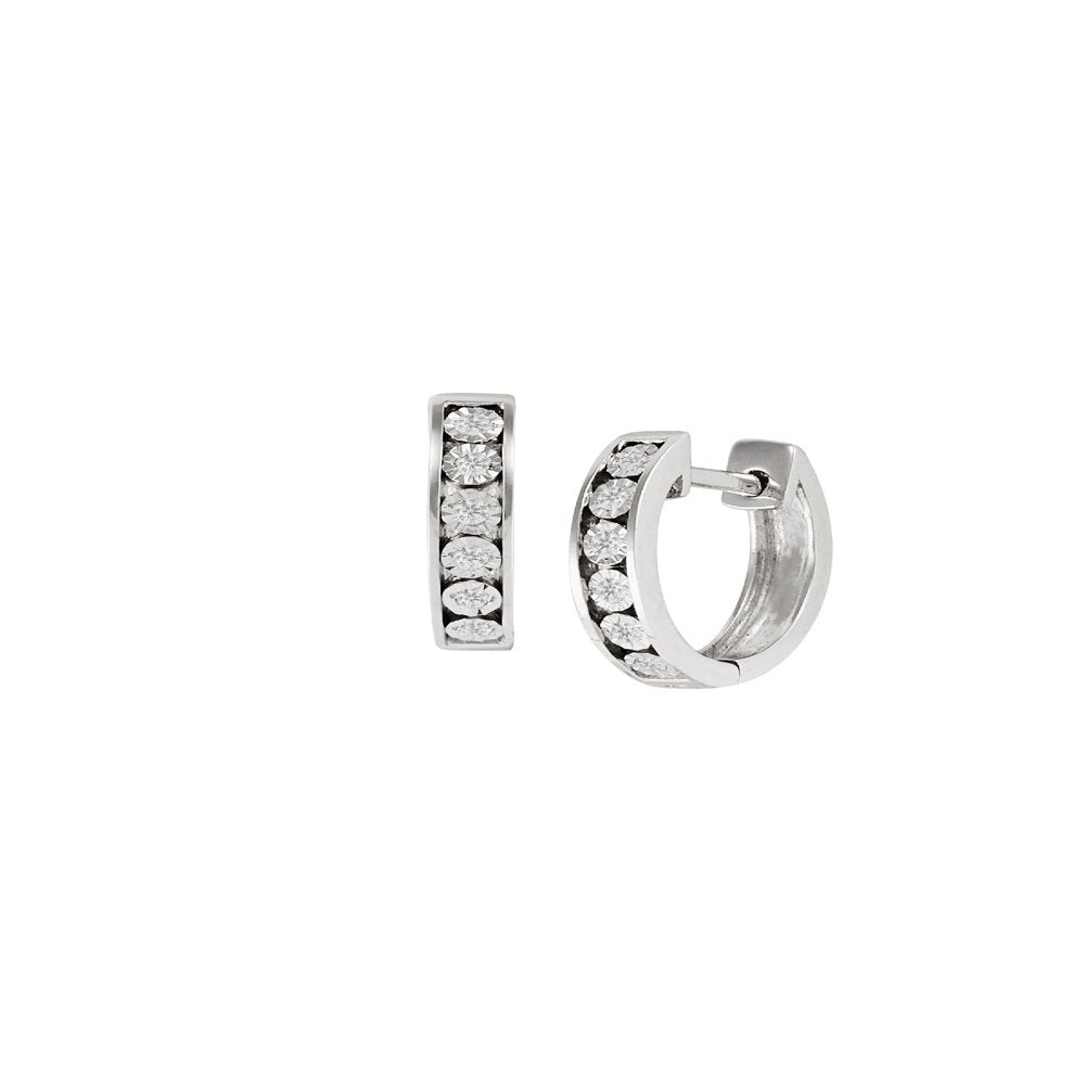 Women'S 1/10 Ct Diamond Hoop Earrings in Sterling Silver