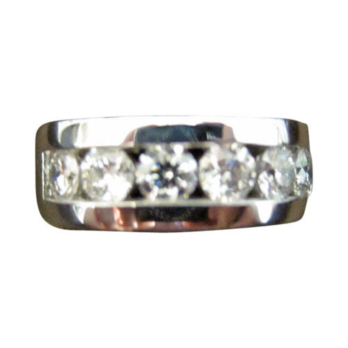 DIAMOND ROUND BR SHAPE CHANNEL SET BAND 2.05 CT 14 K WHITE GOLD