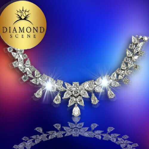 Diamond Necklace 19.40 carats of round, pear and marquise shaped  F/G VS clarity