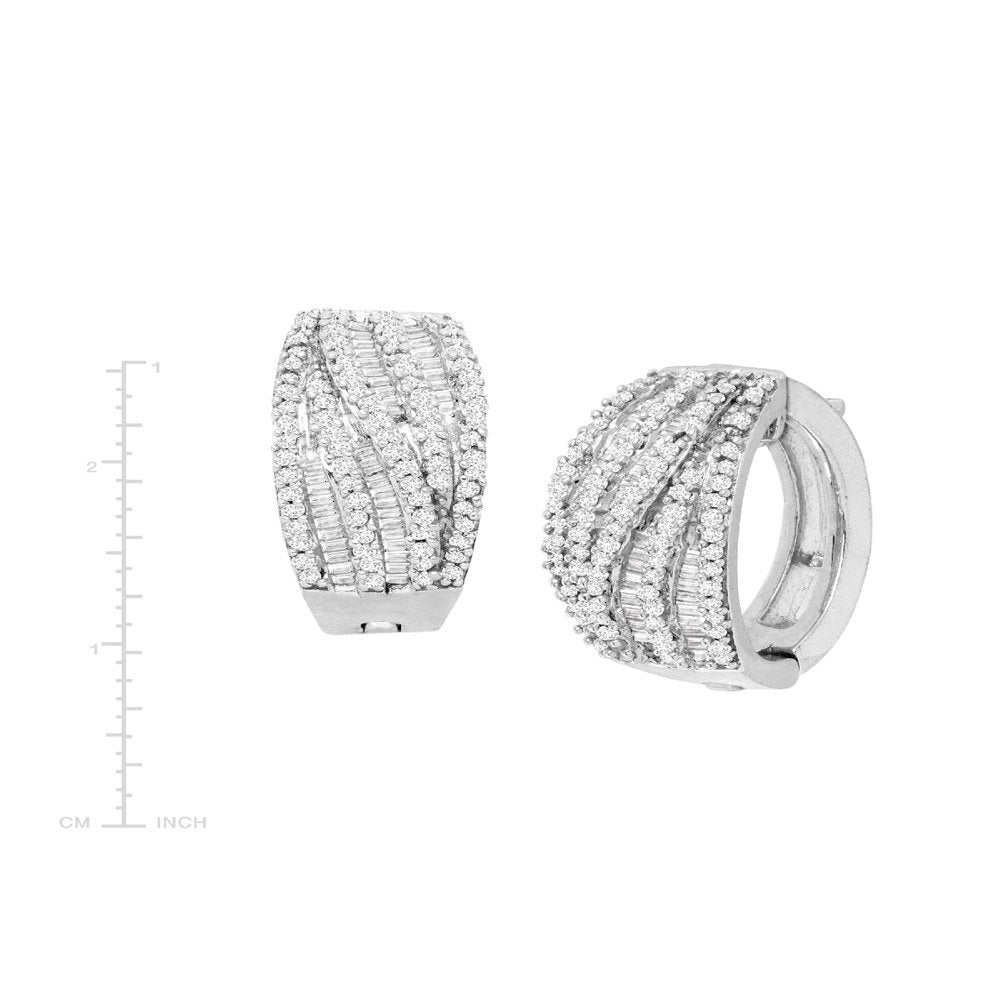 Women'S 1 Ct Diamond Wide Hoop Earrings in Sterling Silver