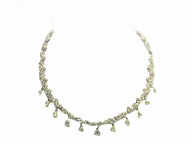 PEAR 11 DROP DIAMOND SET ROUND BRILLIANT MARQUISE SHAPE DANGLE DIAMOND NECKLACE