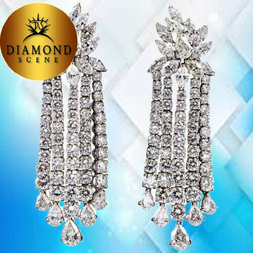 Diamond Platinum Dangle Earrings 29.15 carats of F/G VS diamonds set in platinum
