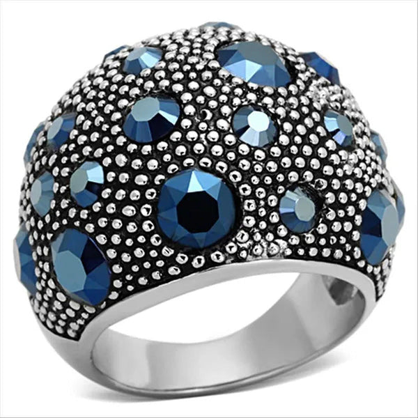 Women'S Stainless Steel 316 Montana 5.63 Carat Crystal Cocktail Fashion Ring Siz