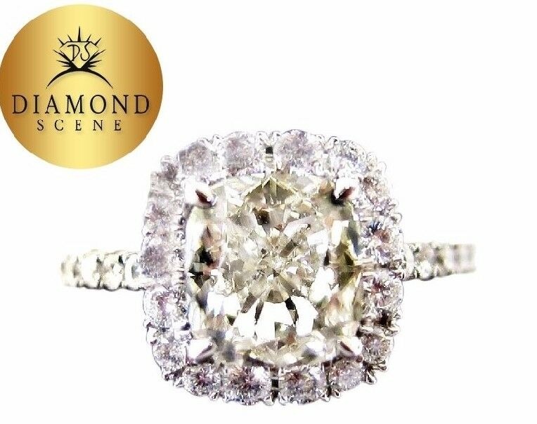 GIA CERTIFIED H COLOR SI1 CLARITY GRADE CUSHION SHAPE DIAMOND ENGAGEMENT RING