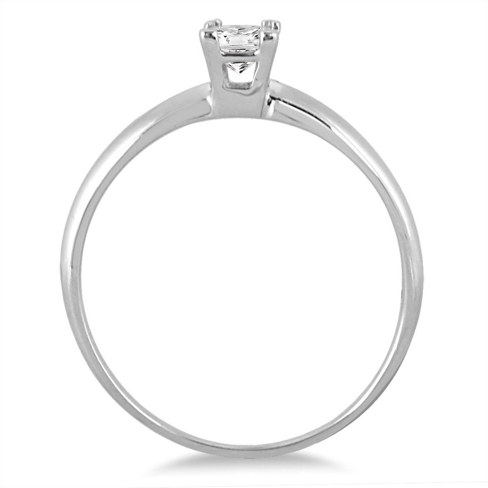 Women'S 1/7 Carat Princess Diamond Solitaire Ring in 14K White Gold (J-K-L Color