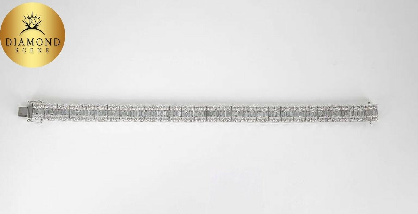 Stunning Baguette and Round Diamond Gold Bracelet