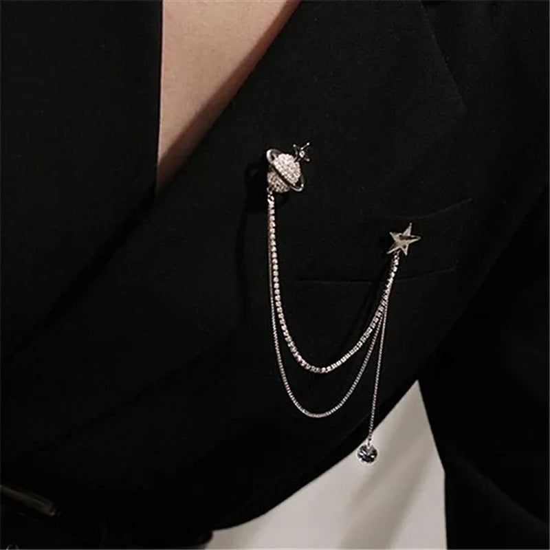 Star Brooch Female Diamond Tassel Pin Simple Fashion Pendant Clothing Accessorie