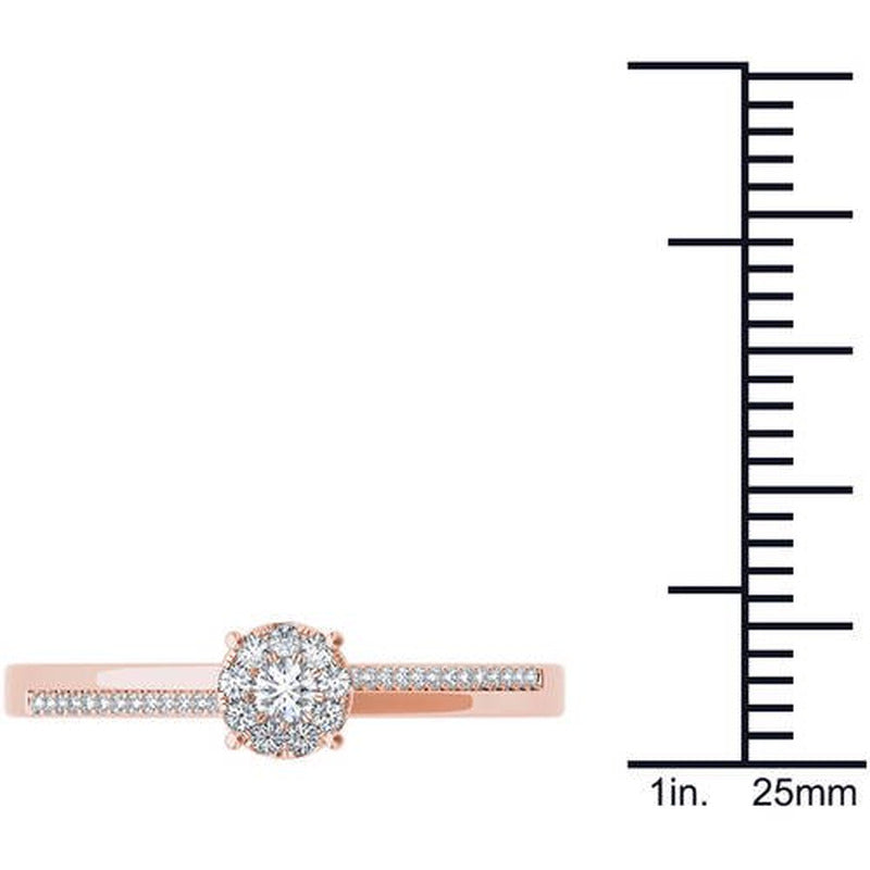 1/6 Carat T.W. Diamond 10Kt Rose Gold Cluster Engagement Ring