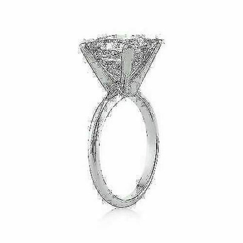 Solitaire 5.00 Ct Diamond Engagement Rings 14Kt White Gold Princess Cut Size 7