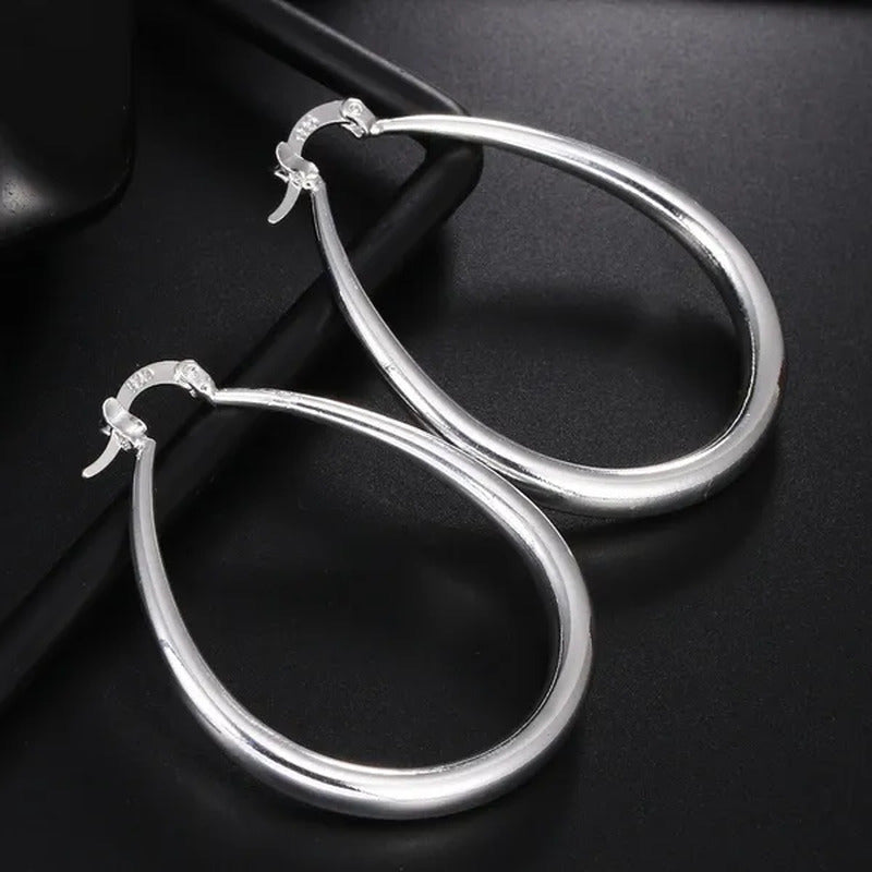 Simple Smooth Gold Plated Exaggerate Hoop Earrings Wedding Engagement Anniversar