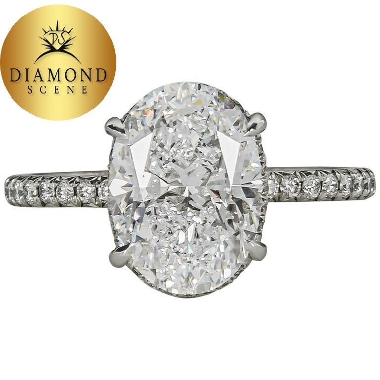 GIA OVAL SHAPE D COLOR SI1 CLARITY SET CENTER ROUND DIAMOND HALO ENGAGEMENT RING