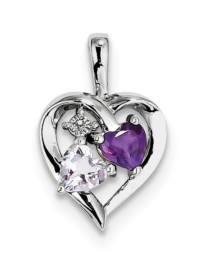 Sterling Silver Amethyst & Pink Amethyst & Diamond Pendant. Gem Wt- 0.86Ct