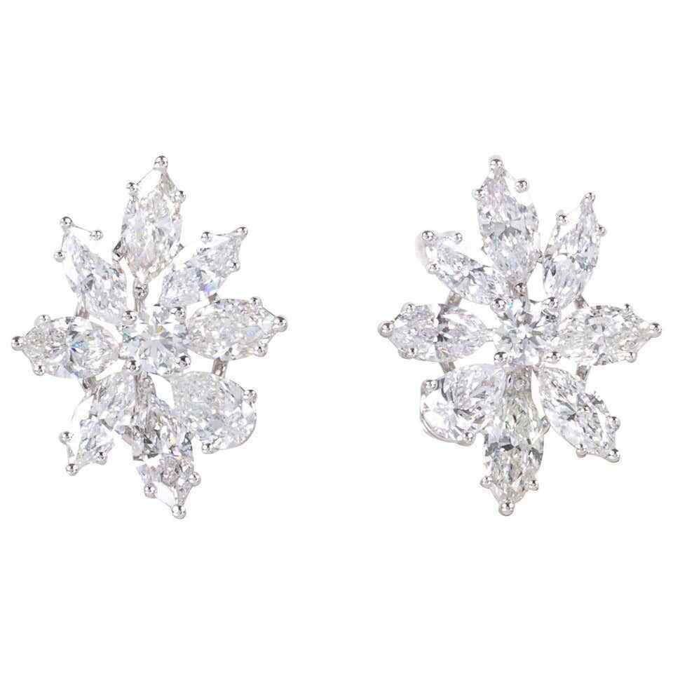 Classic Diamond Gold Cluster Earrings