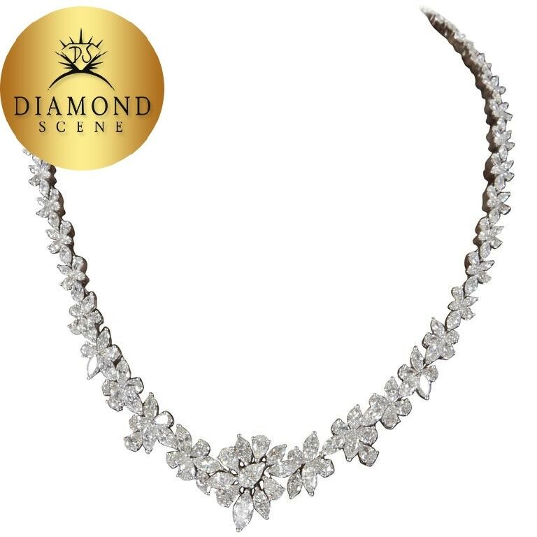 Elegant Diamond Necklace 28.05 carats of F/G color VS clarity diamond 18 k gold