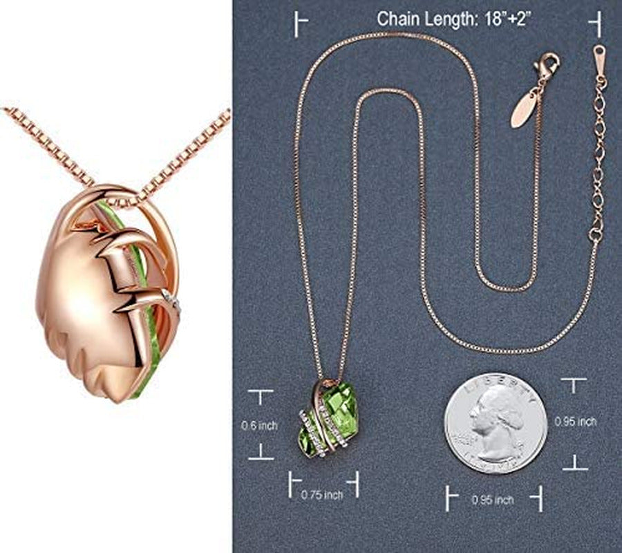 Wish Stone Pendant Necklace with Birthstone Crystal, 18K Rose Gold Plated/Silver
