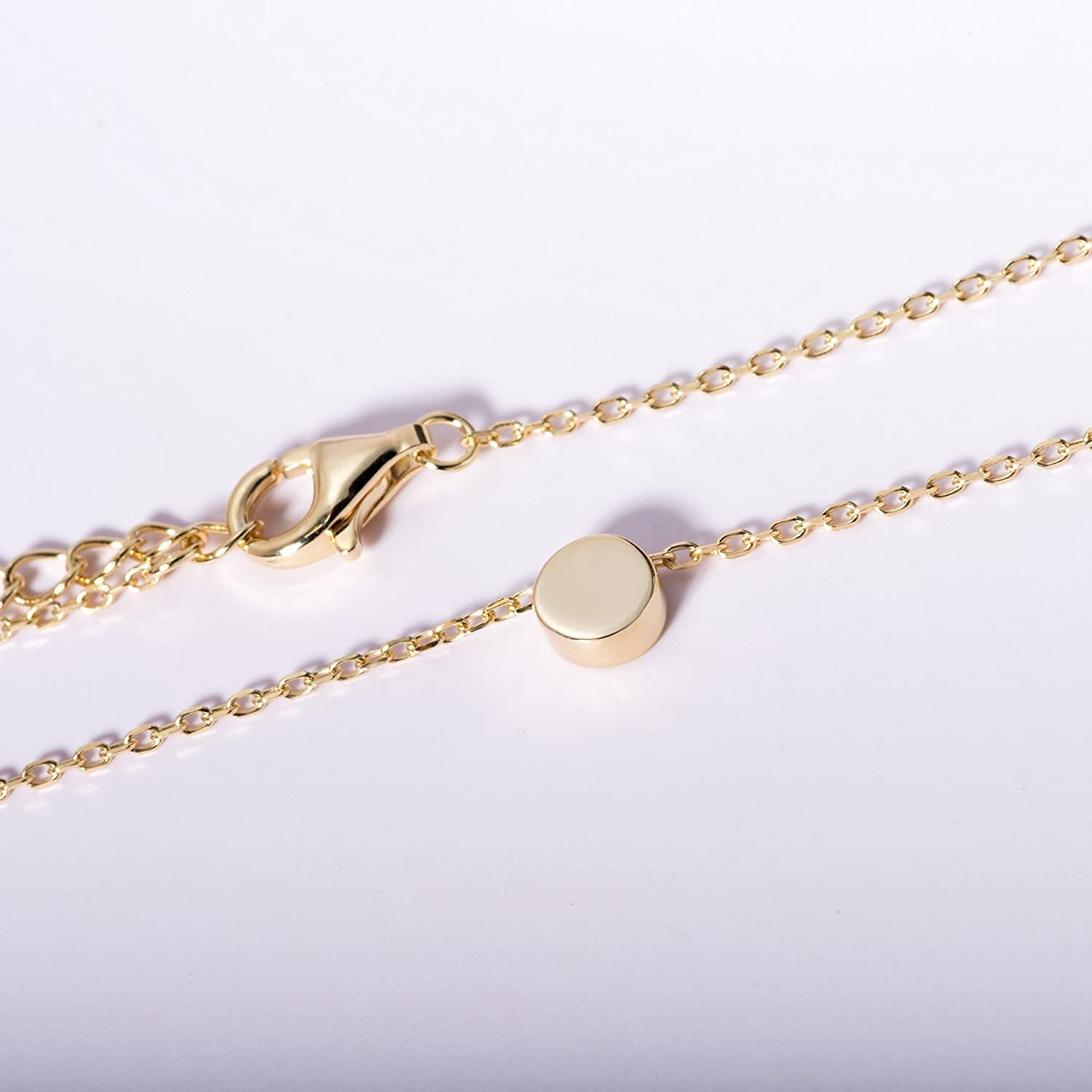 S.Leaf Sterling Silver Tiny Dot Necklace round Circle Necklace for Women