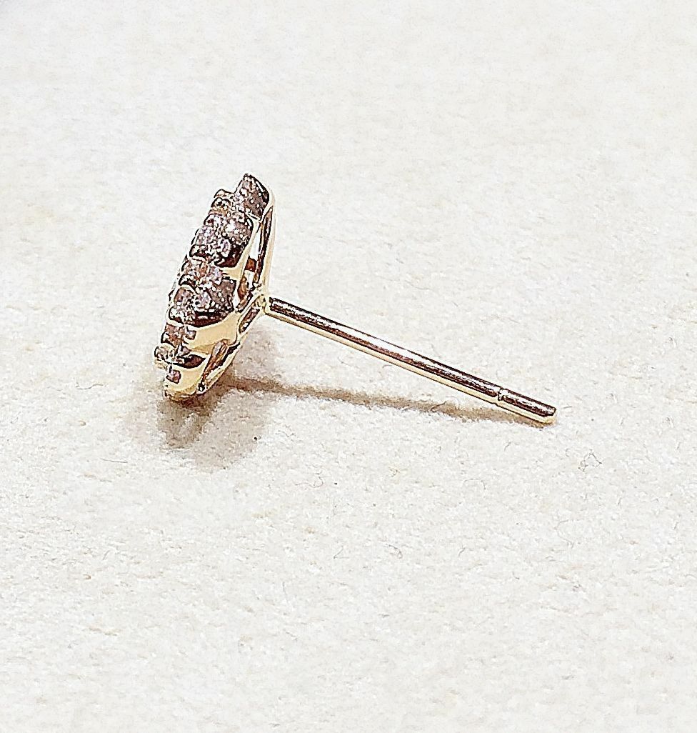 .96 CT DIAMOND ROUND SHAPE ROSE GOLD STUD STYLE WITH HALO EARRING 18 K ROSE GOLD