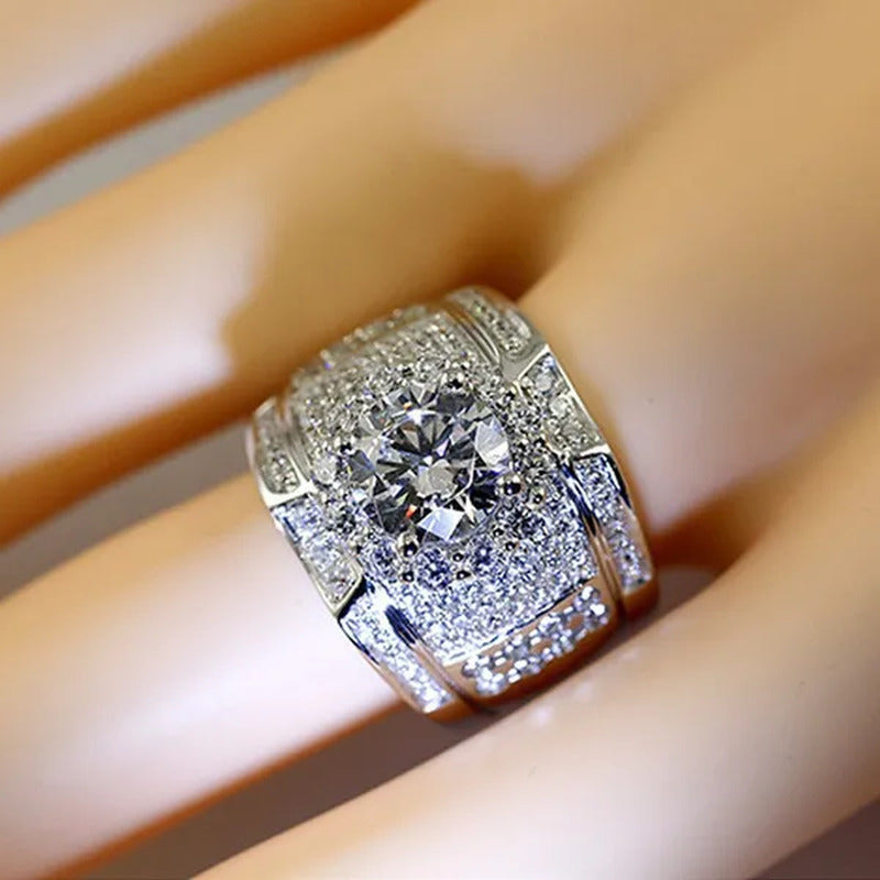 Fashion Luxury Jewelry Silver Plated Cubic Zirconia Men'S Rings Women'S Rings We