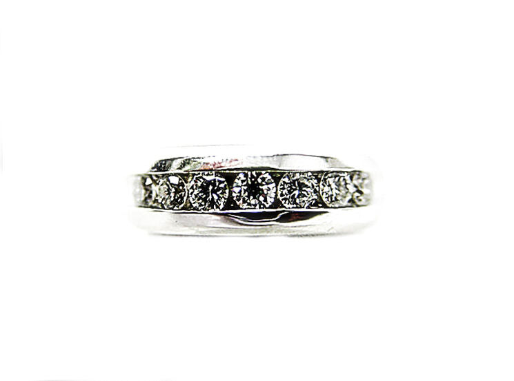 DIAMOND 7 ROUND BRILLIANT SHAPE MENS CHANNEL SET DIAMOND BAND DIAMOND RING SET