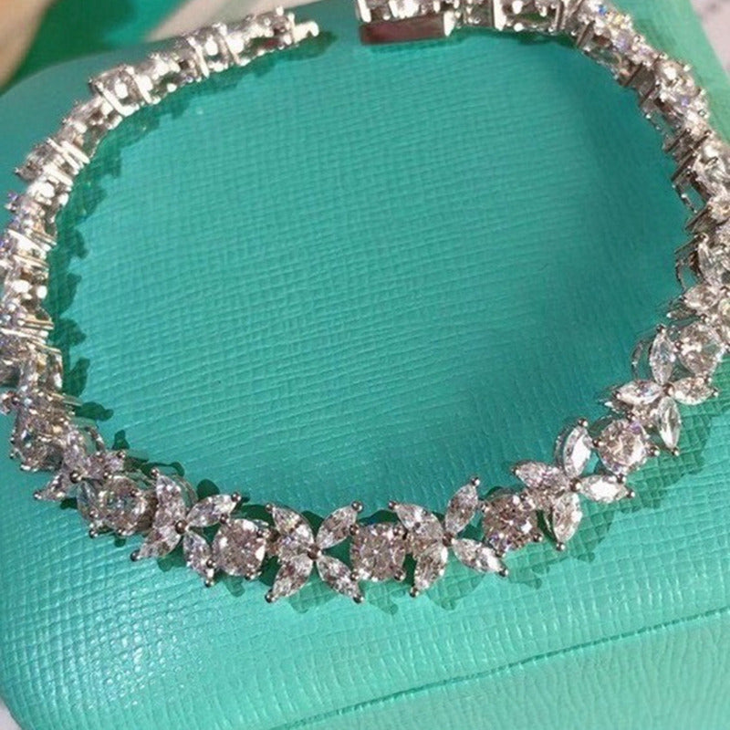 New S925 Sterling Silver Horse Eye Full Diamond Bracelet