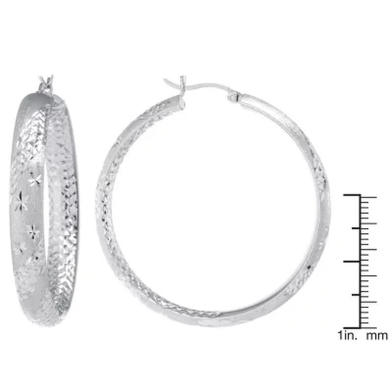 Sterling 20Mm and 45Mm Star Pattern Hoop Set
