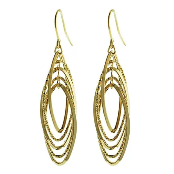 14K Italian Gold Multi Oval French Wire Earrings