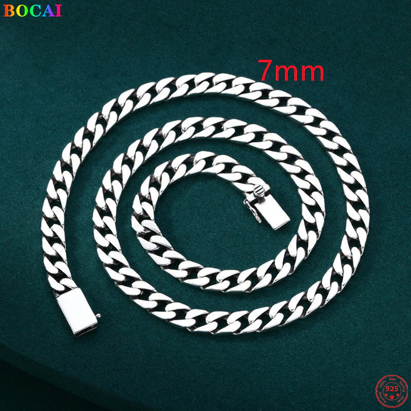 Trendy S925 Sterling Silver Necklace for Men Women 2022 New Simple 7Mm 8Mm\