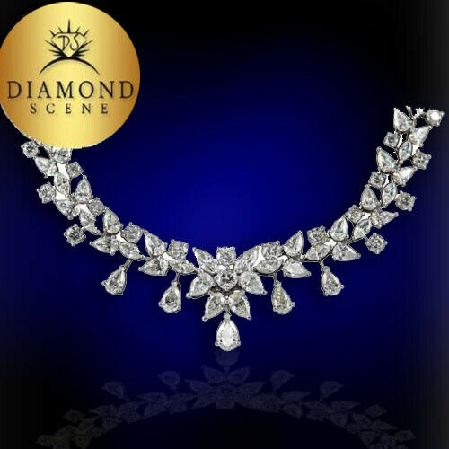 Diamond Necklace 19.40 carats of round, pear and marquise shaped  F/G VS clarity