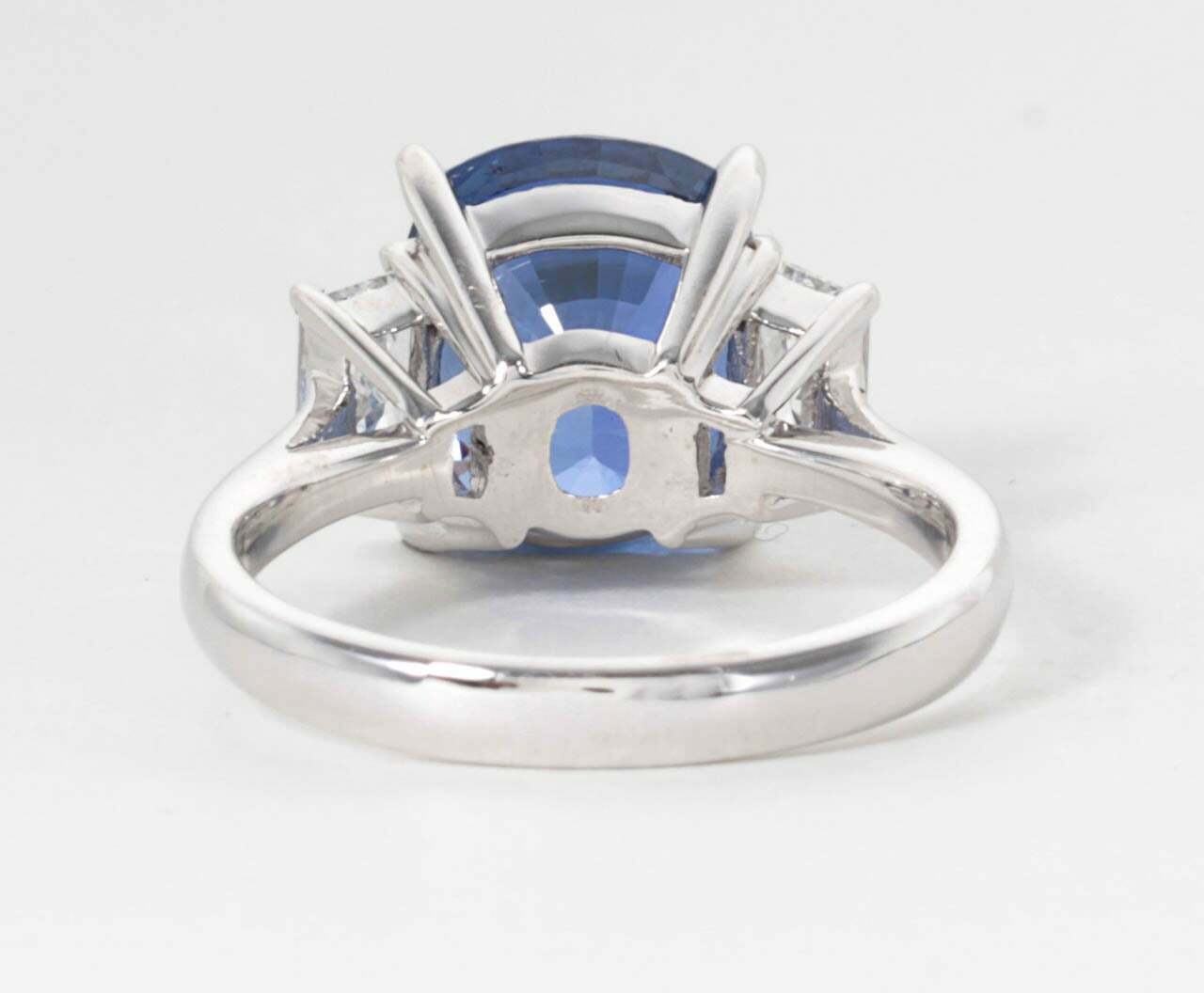 GIA Certified 8.04 Carat Cushion Cut Blue Sapphire Diamond Gold Ring