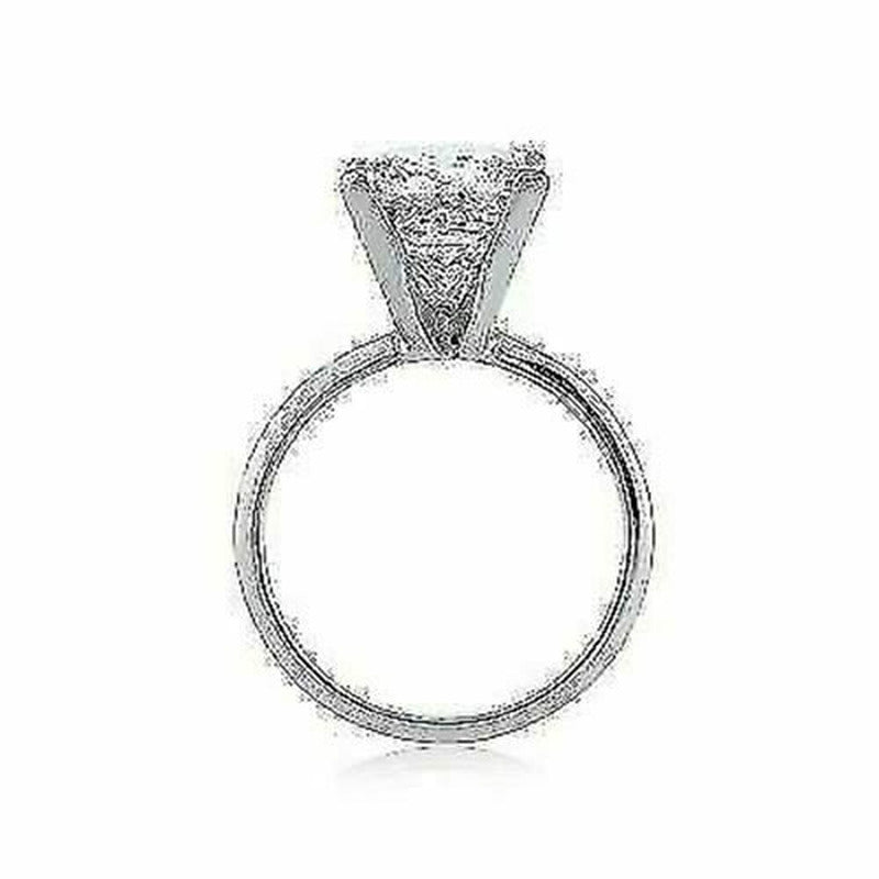 Solitaire 5.00 Ct Diamond Engagement Rings 14Kt White Gold Princess Cut Size 7
