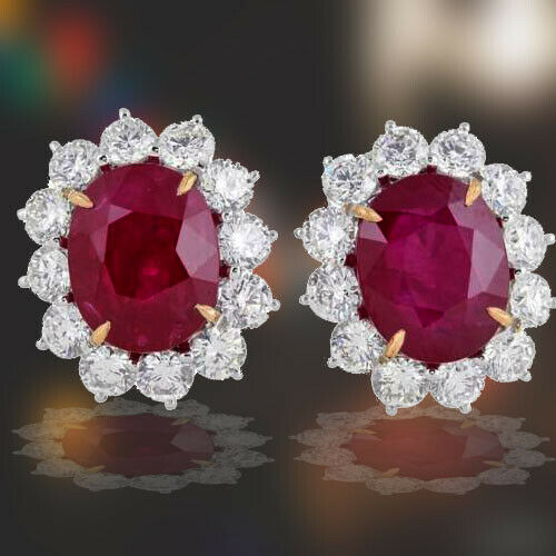15.10 carats of natural Ruby 5.65 of F color VS clarity round brilliant diamond