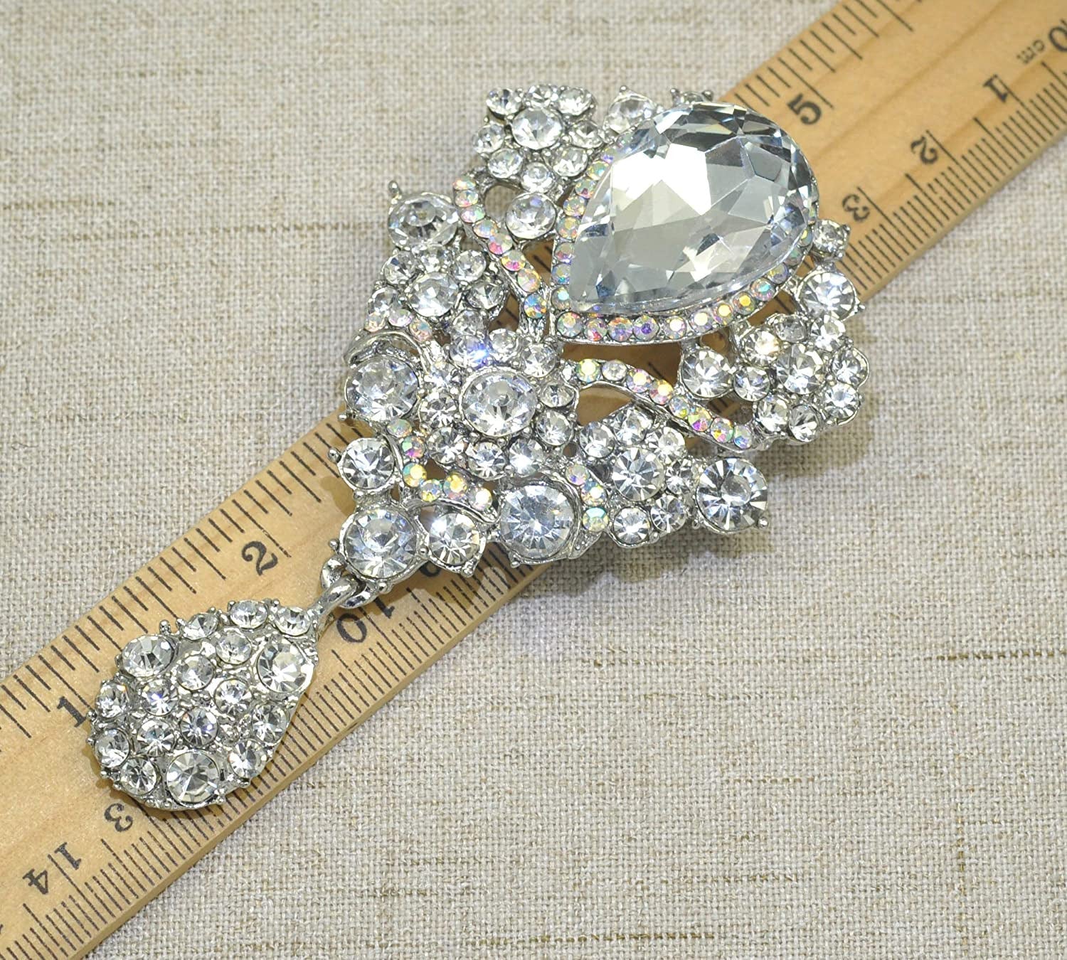 Women'S Austrian Crystal Silver-Tone Bouquet Flower Teardrop Large Gorgeous Broo