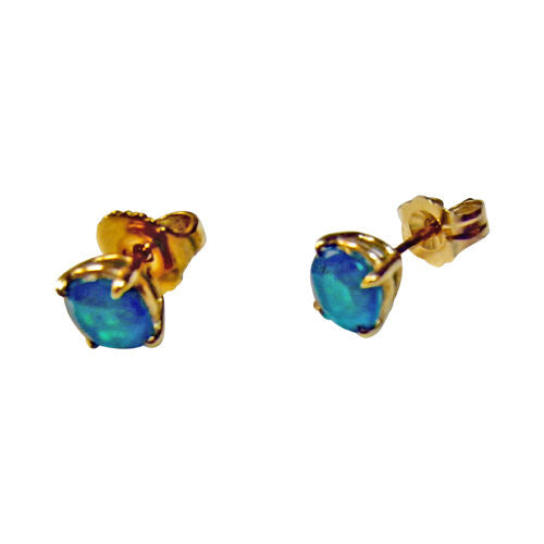 EMERALD ROUND SHAPE GREEN STUD EARRING