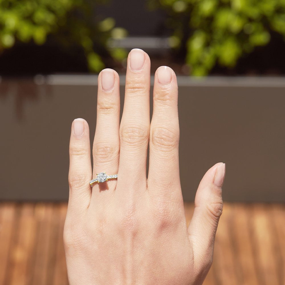 Unique Moments 1 Ct Lab Grown Diamond round Engagement Ring in 14K Yellow Gold (