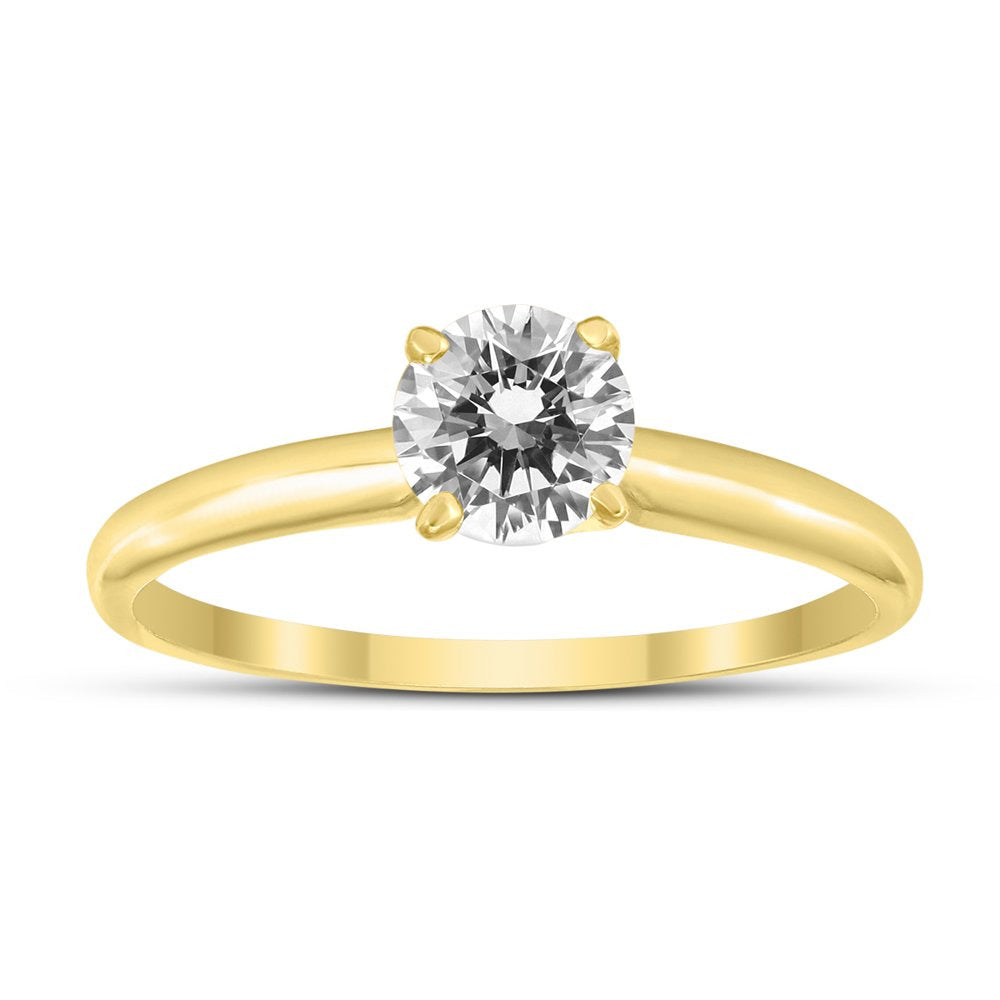 Women'S 1/3 Carat round Diamond Solitaire Ring in 14K Yellow Gold (J-K-L Color,