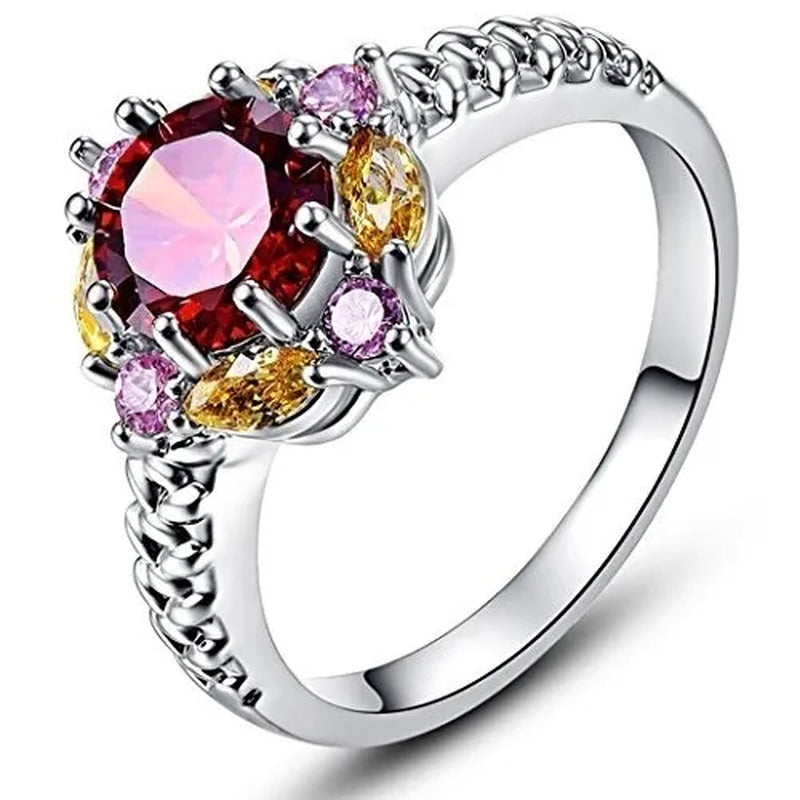 Elegant 925 Sterling Silver Emerald Women Rings Fashion Ruby Amethyst Wedding Pa