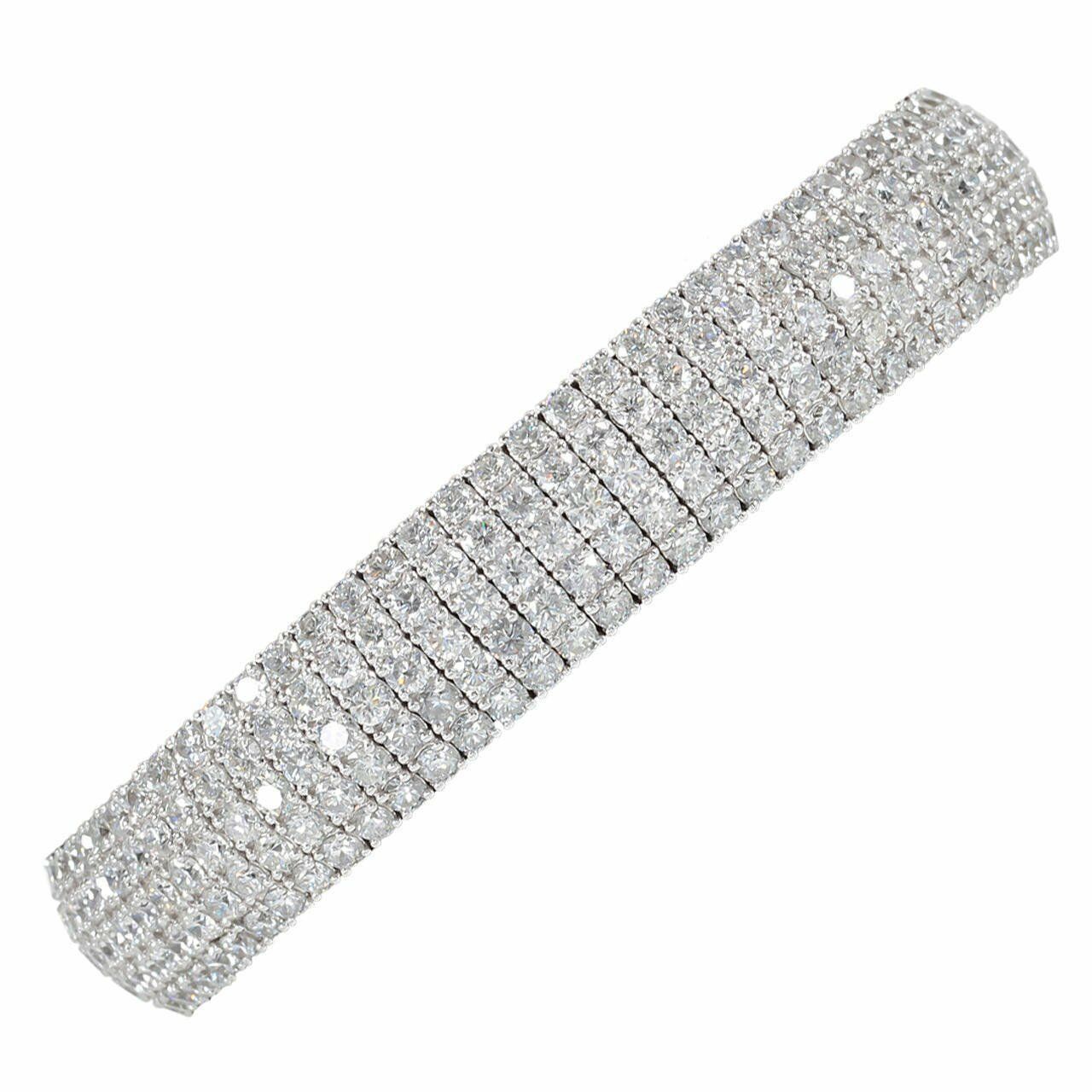 DIAMOND TOP SET CUFF BANGLE 5 ROW DIAMOND ROUND BRILLIANT BANGLE BRACELET