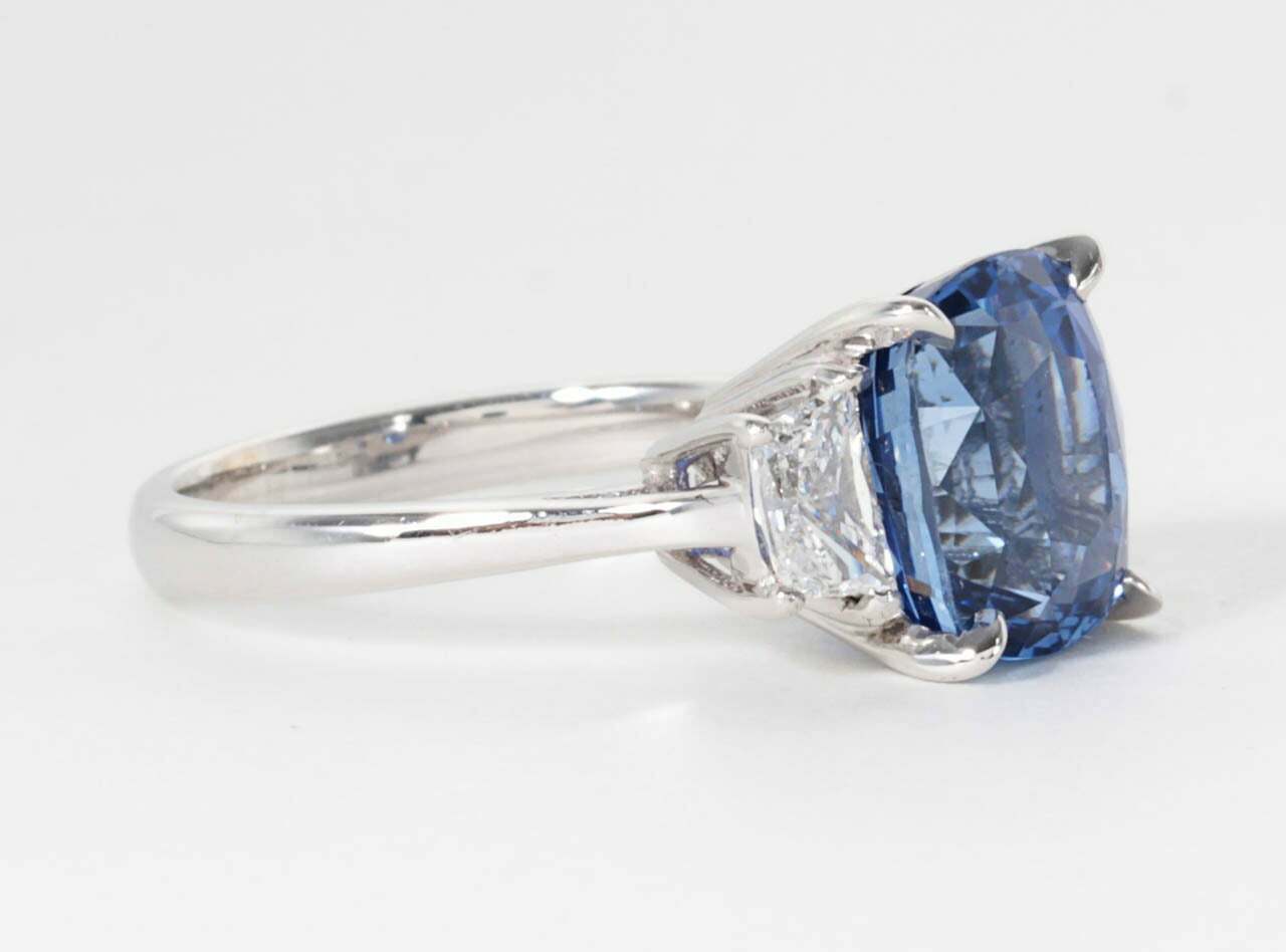 GIA Certified 8.04 Carat Cushion Cut Blue Sapphire Diamond Gold Ring