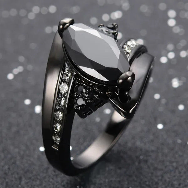 Women'S Rings Size 6-10 Black Sapphire 14K Black Gold Plated Wedding Ring (Choic
