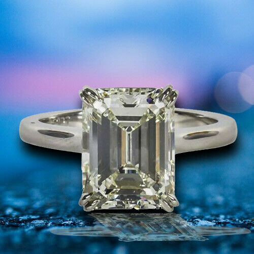Engagement 4.26 Carat GIA Cert Emerald Cut Diamond K VVS2 Clarity Grade Ring PLT